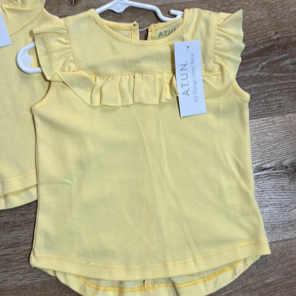 A.T.U.N Yellow Ruffle Sleeve Top - Picture 2 of 4